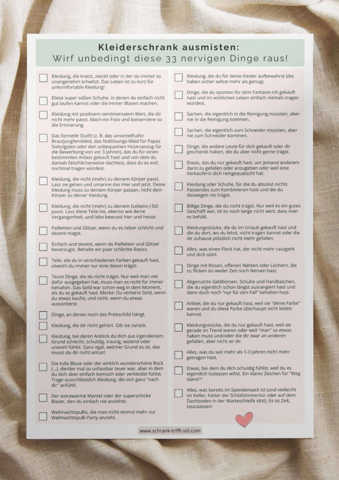 Kleiderschrank ausmisten 3 Kleidung aussortieren Liste