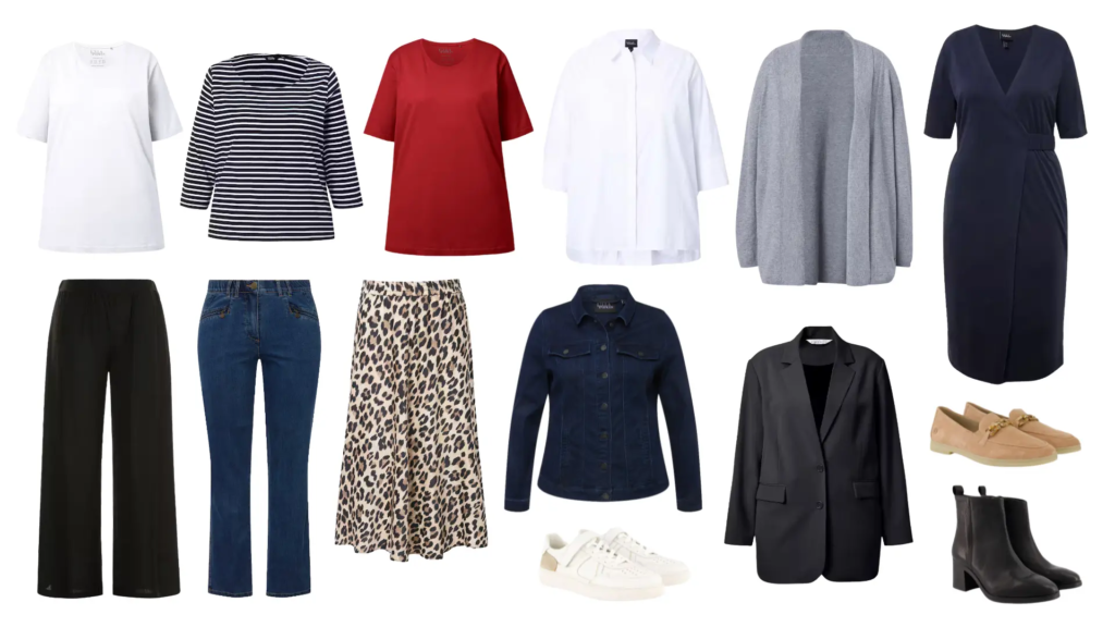 Curvy Capsule Wardrobe Beispiel-Kleidungsstücke